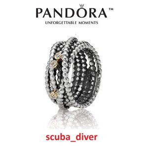 PANDORA Entangled Beauty Two Tone 925 Silver 14K Gold Ring with Diamonds Retired